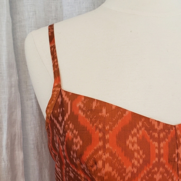 Burnt Orange Ikat silk dress by Banana - Picture 2 of 7